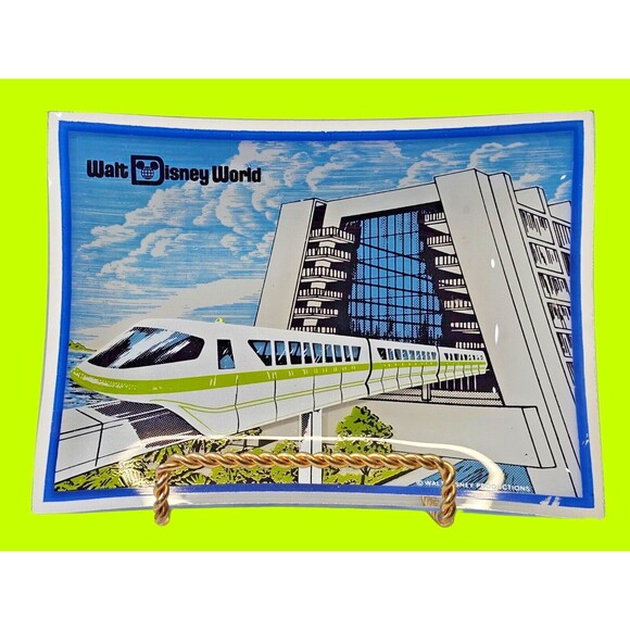 VINTAGE 1975 Walt Disney World Monorail Trinket Glass Dish Souvenir Tray GUC - Picture 1 of 8